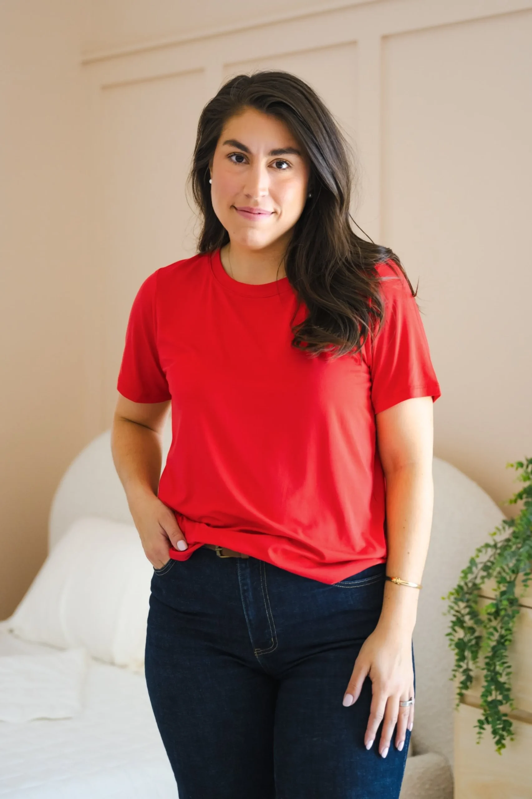 Women's Crew Neck Tee in Cardinal