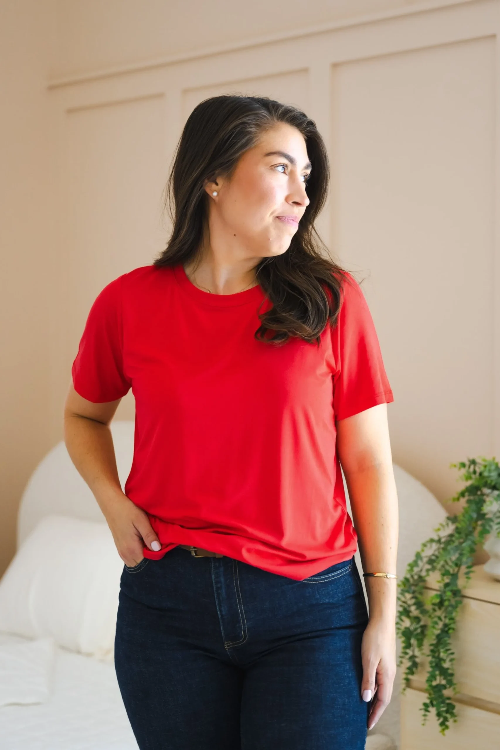 Women's Crew Neck Tee in Cardinal