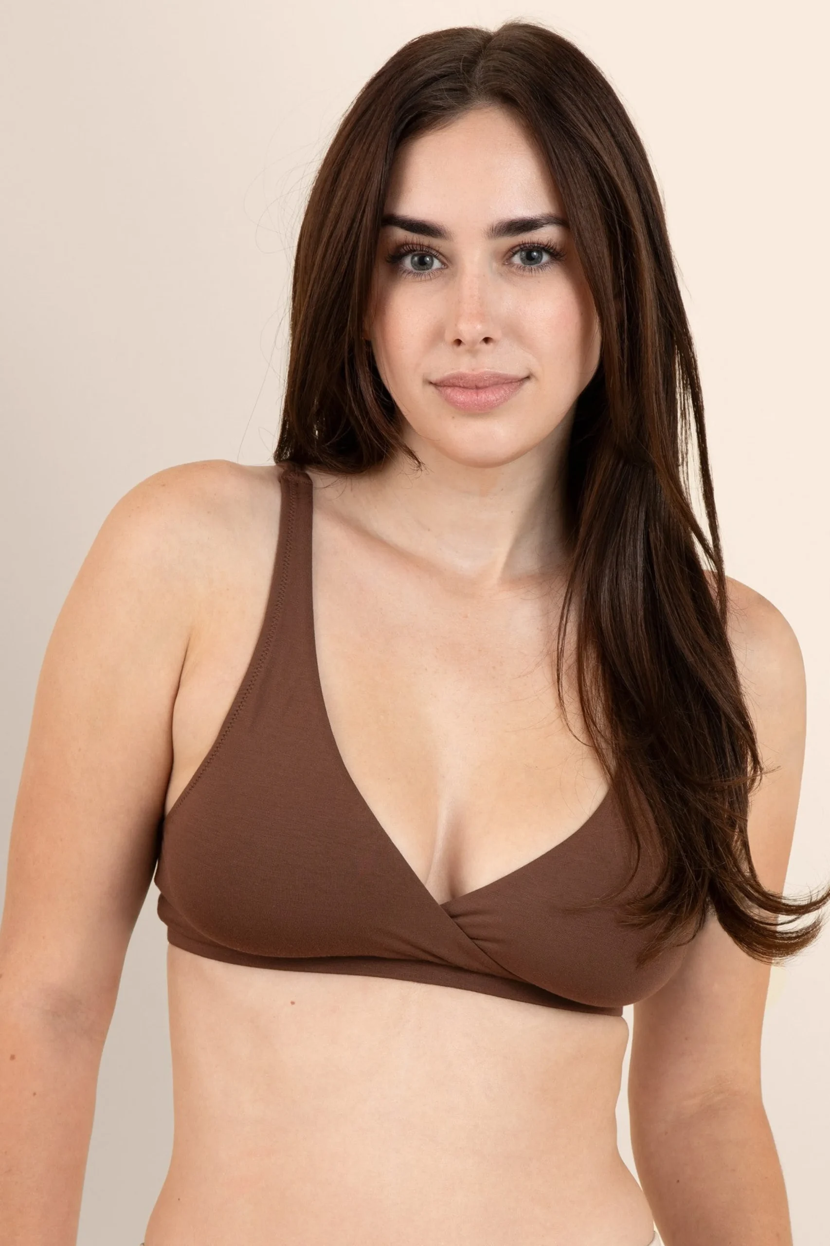 Women's Cross Front Bralette in Toffee