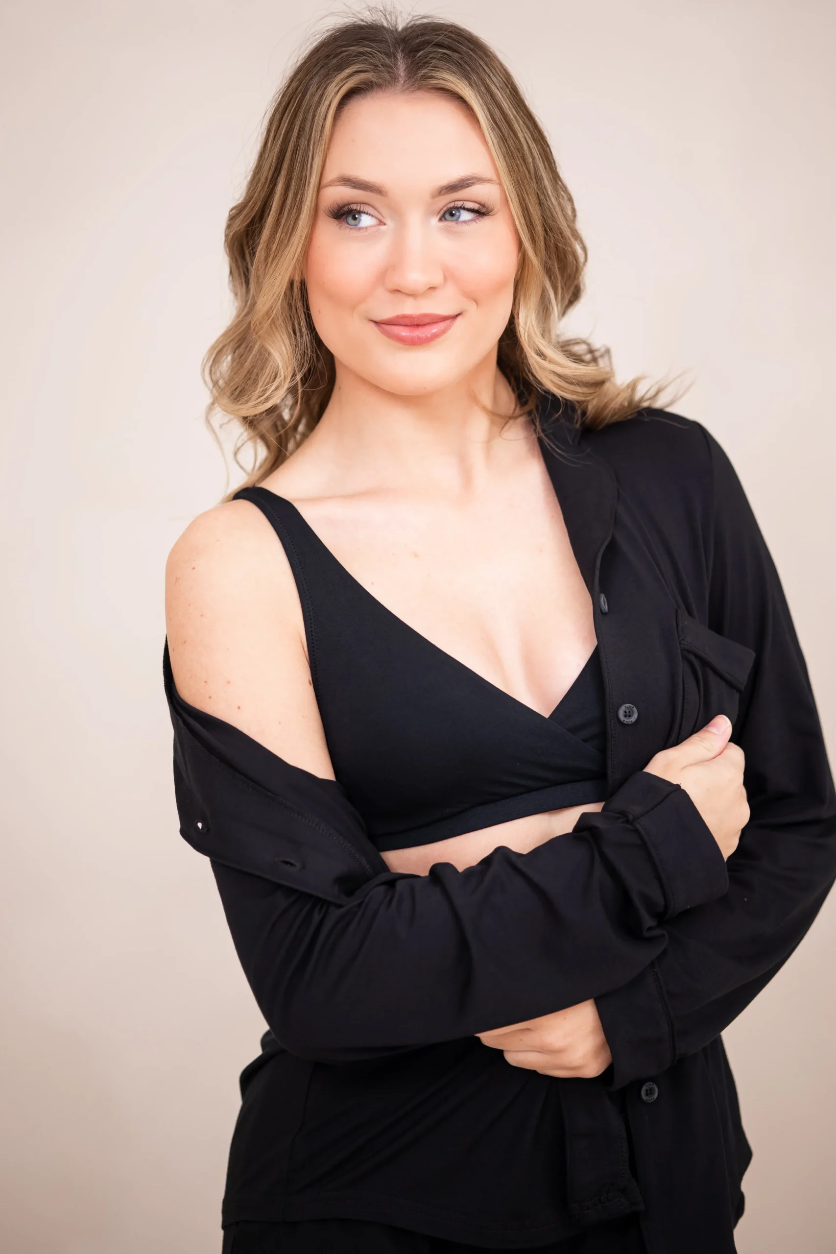 Women's Cross Front Bralette in Midnight