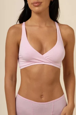 Women's Cross Front Bralette in Peony