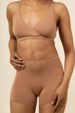 Women's Cross Front Bralette in Latte