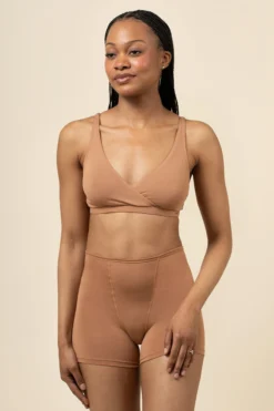 Women's Cross Front Bralette in Latte