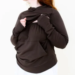 Women's French Terry Nursing Hoodie in Espresso