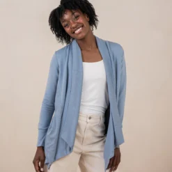 Women's French Terry Wrap Top in Slate