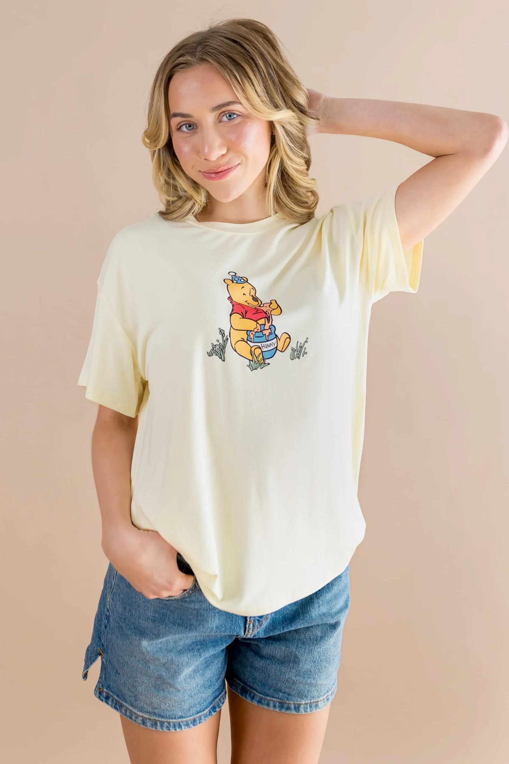 Women's Graphic Tee in Winnie the Pooh on Chamomile
