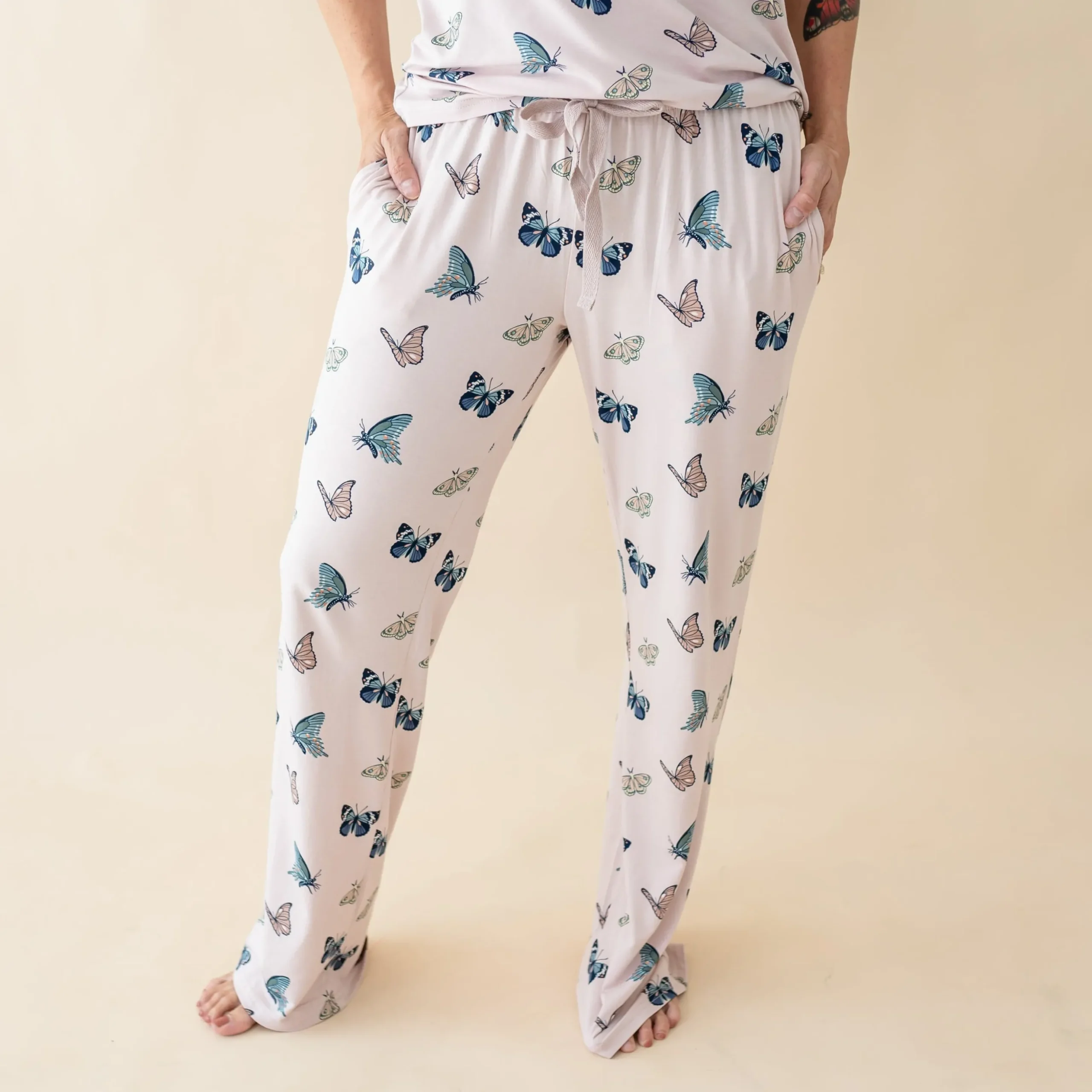 Women's Lounge Pants in Blush Butterfly