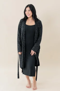 Women's Lounge Robe in Midnight Leopard