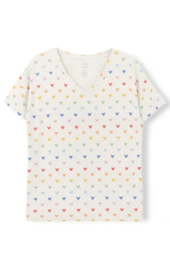 Women's Relaxed Fit V-Neck in Pastel Mickey Mouse