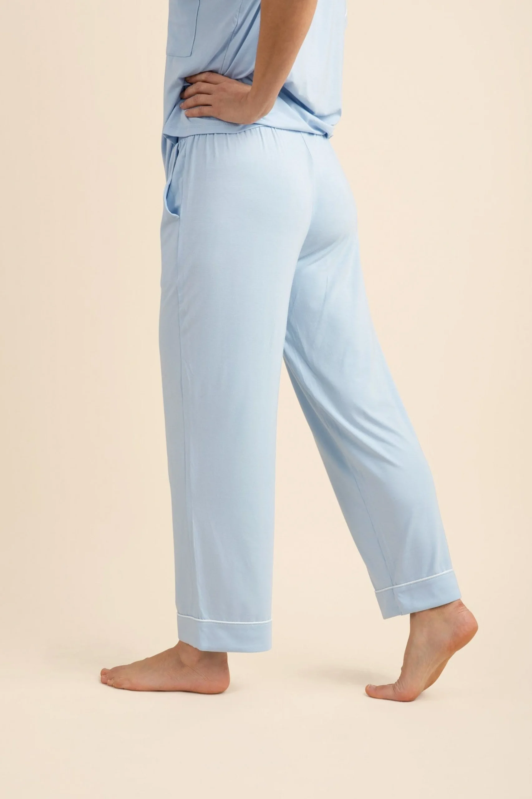 Women's Short Sleeve Cropped Pajama Set in Breeze