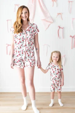 Women's Short Sleeve Pajama Set in Strawberry Fields