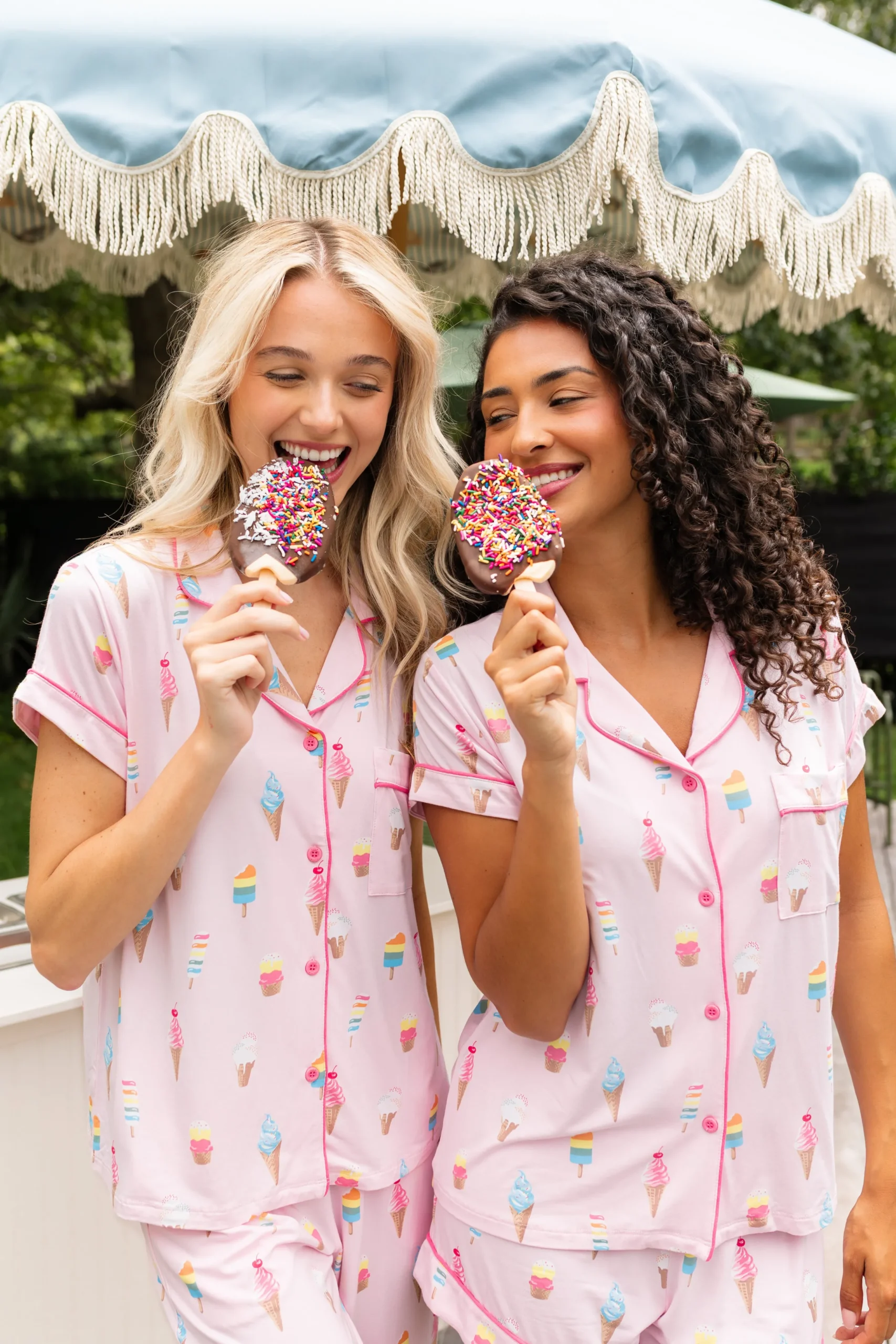 Women's Short Sleeve Pajama Set in Sakura Ice Cream