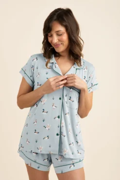 Women's Short Sleeve Pajama Set in Mallard Duck