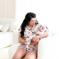 Women’s Short Sleeve Pajama Set in Blush Butterfly