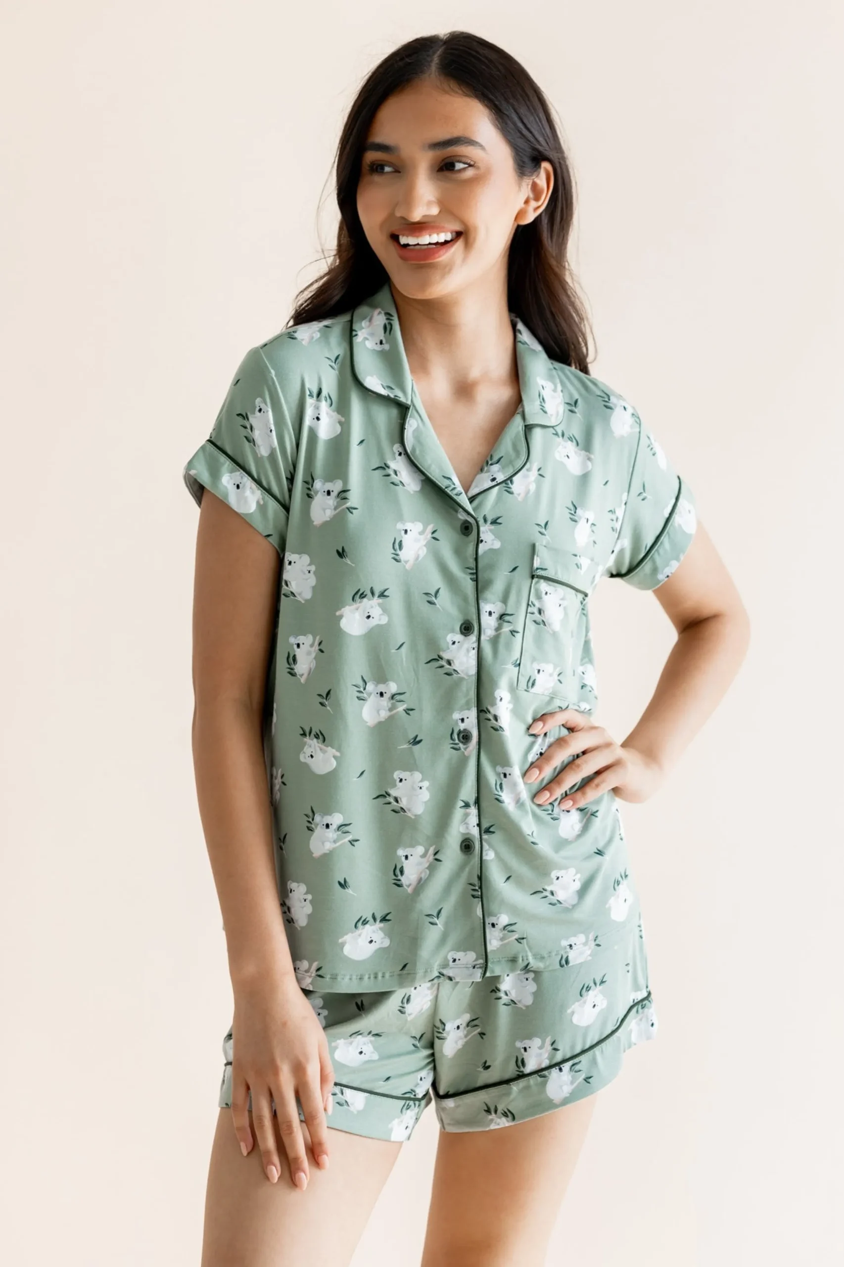 Women's Short Sleeve Pajama Set in Koala