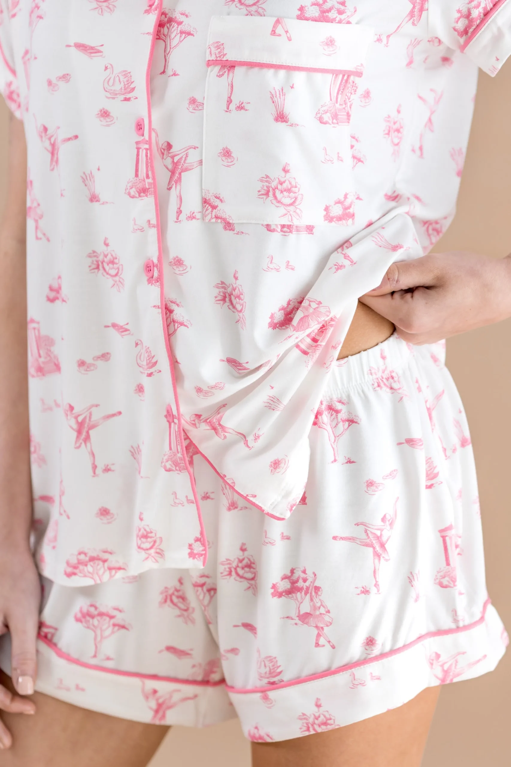Women's Short Sleeve Pajama Set in Toile Ballet