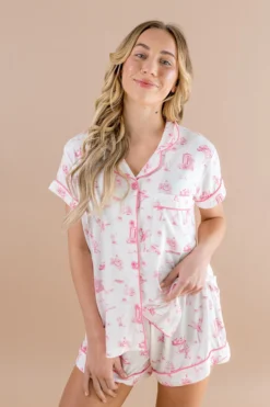 Women's Short Sleeve Pajama Set in Toile Ballet