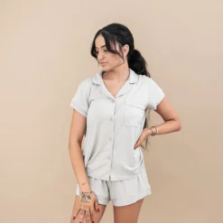 Women’s Short Sleeve Pajama Set in Oat