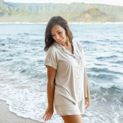 Women’s Short Sleeve Pajama Set in Oat