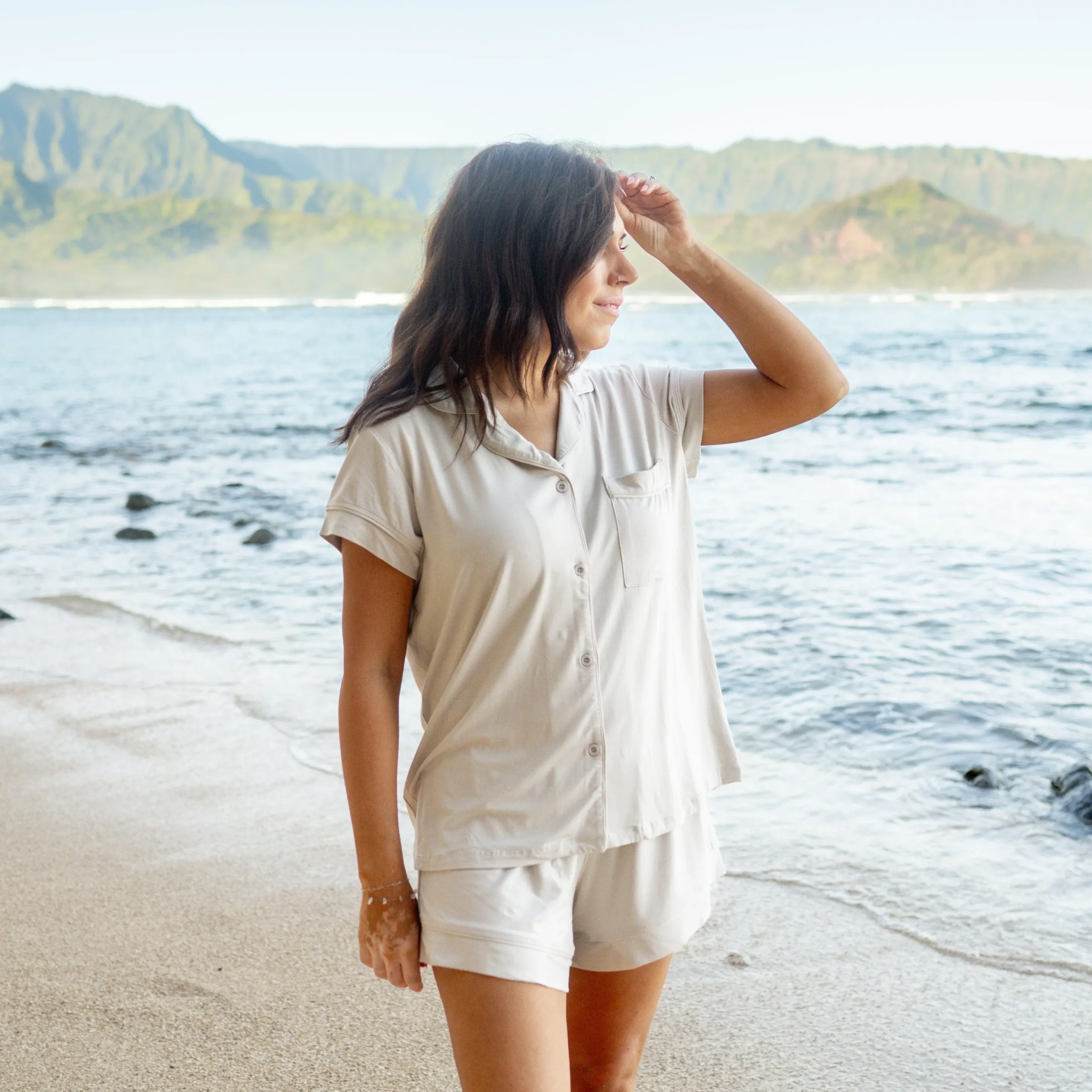Women’s Short Sleeve Pajama Set in Oat
