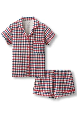 Women's Short Sleeve Pajama Set in Patriotic Gingham
