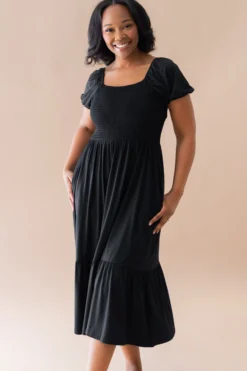 Women’s Smocked Dress in Midnight