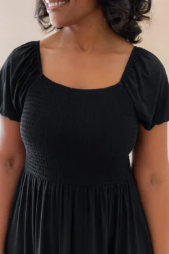 Women’s Smocked Dress in Midnight