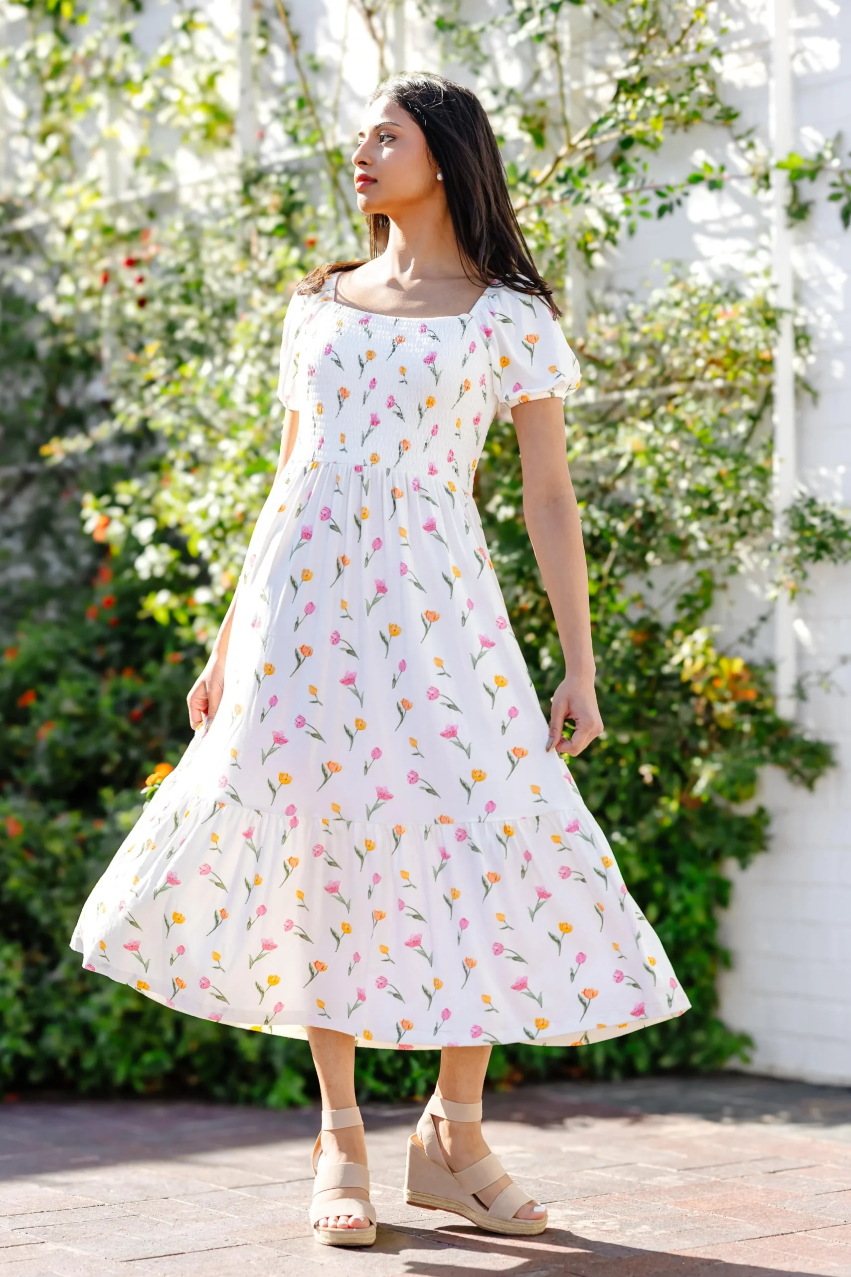 Women’s Smocked Dress in Tulip