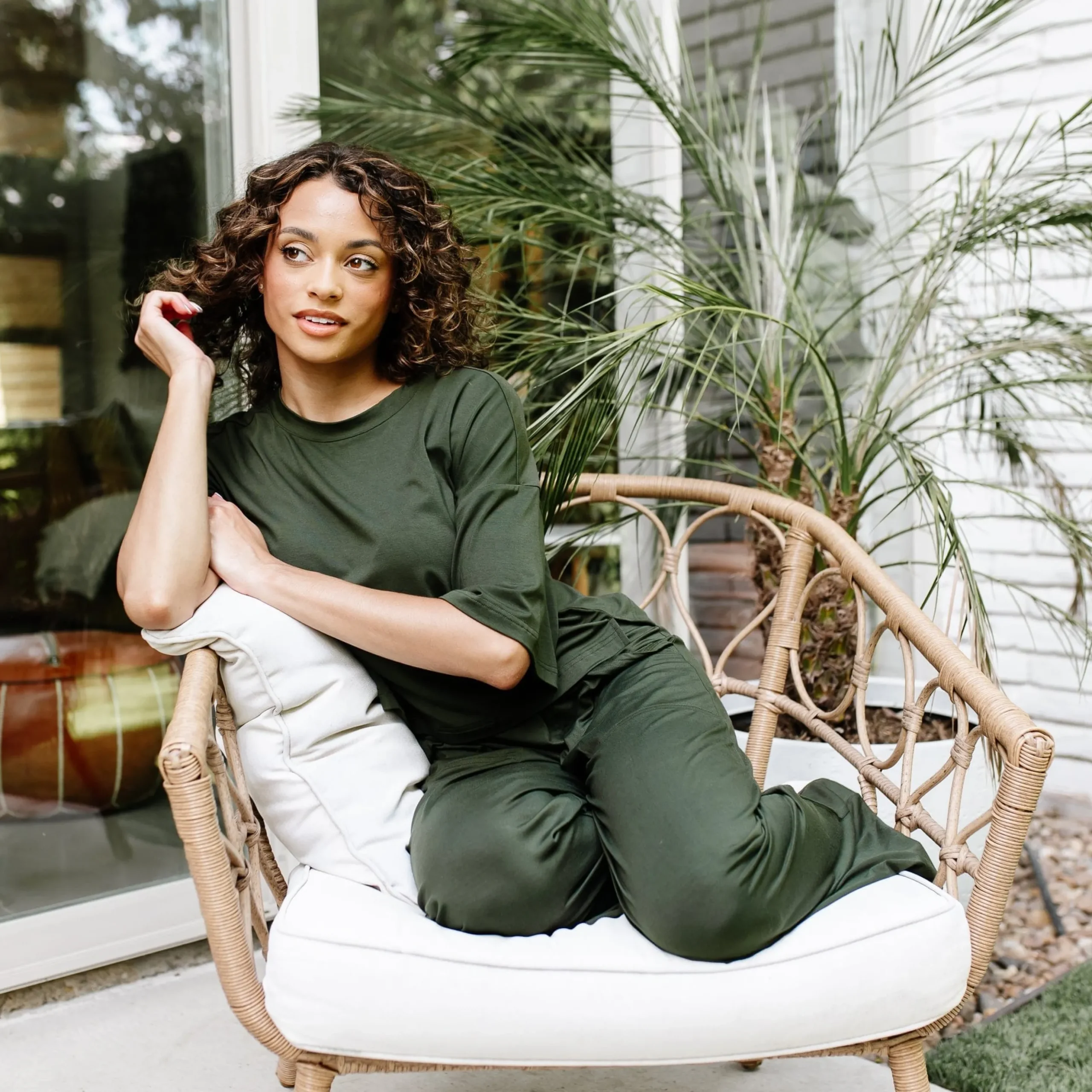 Women's Wide Leg Pant Set in Fir