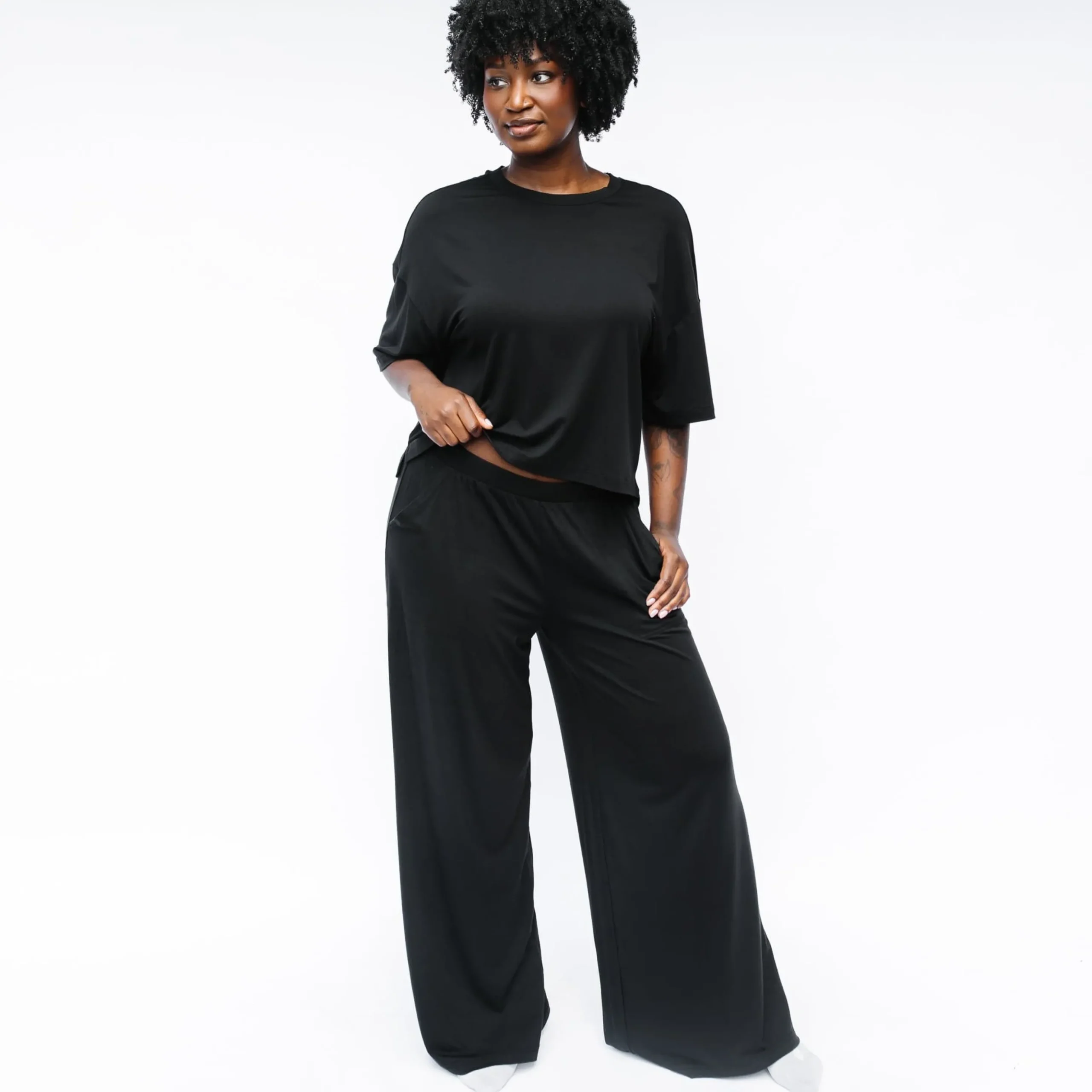 Women's Wide Leg Pant Set in Midnight