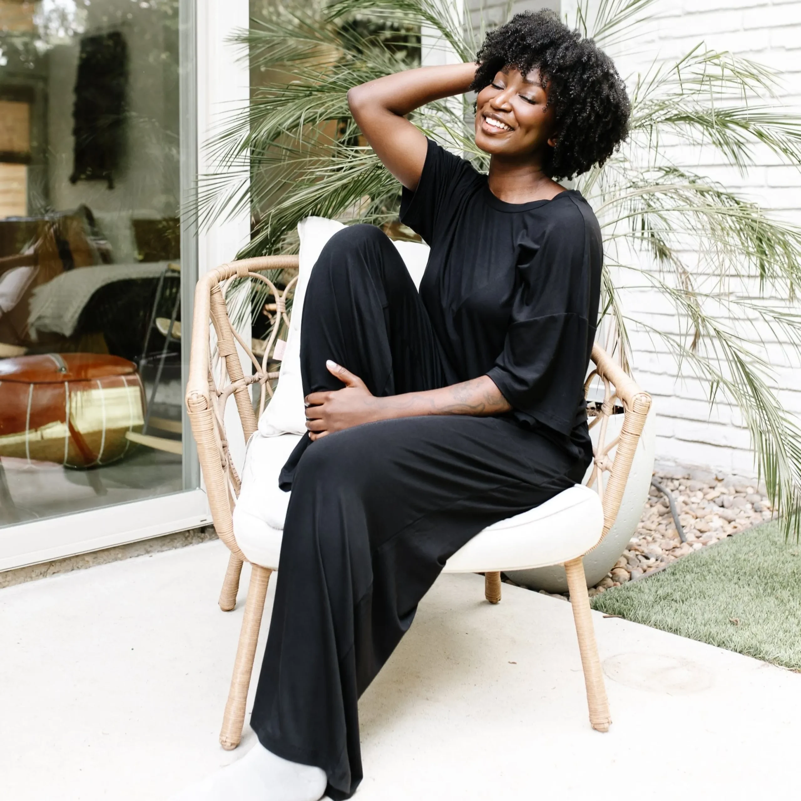 Women's Wide Leg Pant Set in Midnight