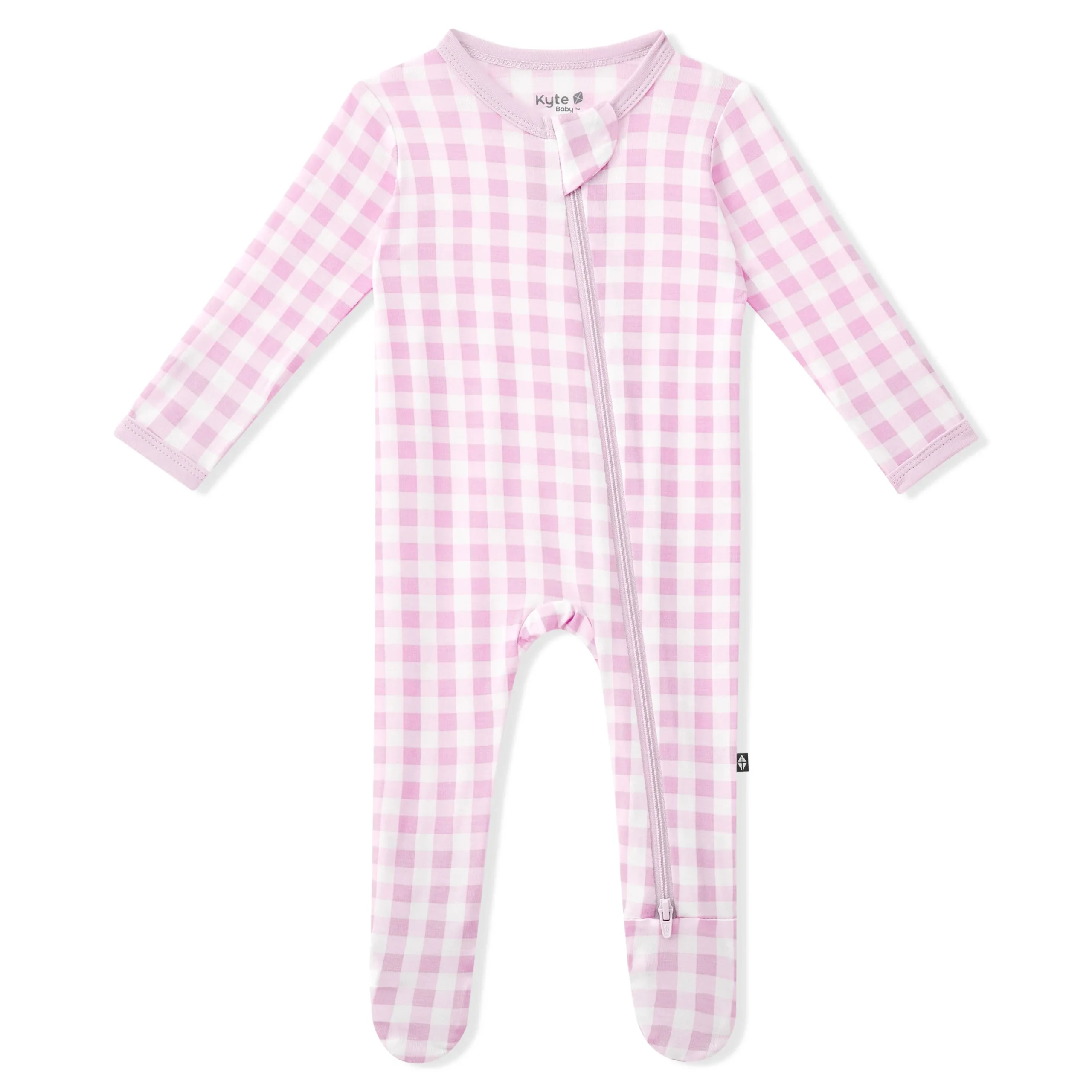 Zippered Footie in Gingham Thistle