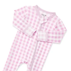Zippered Footie in Gingham Thistle