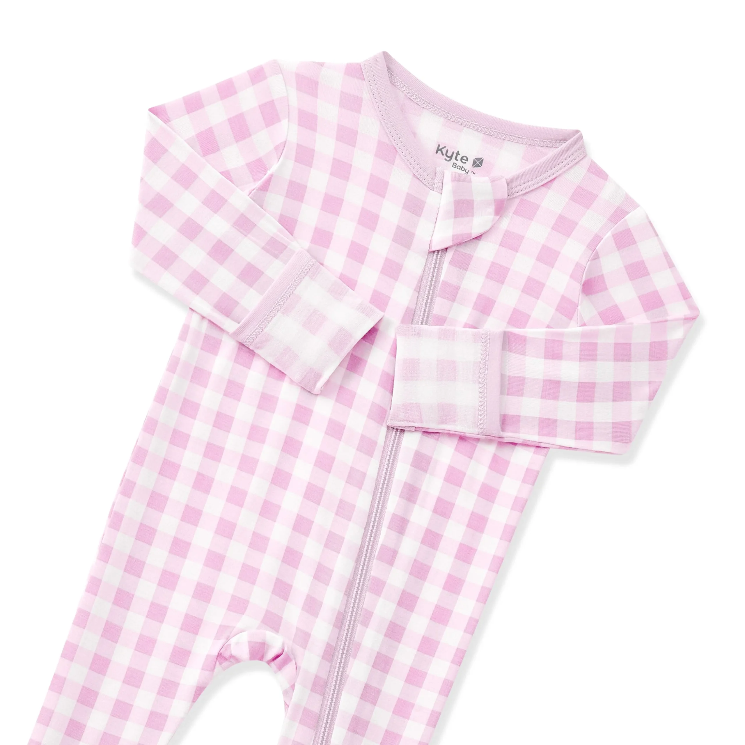 Zippered Footie in Gingham Thistle