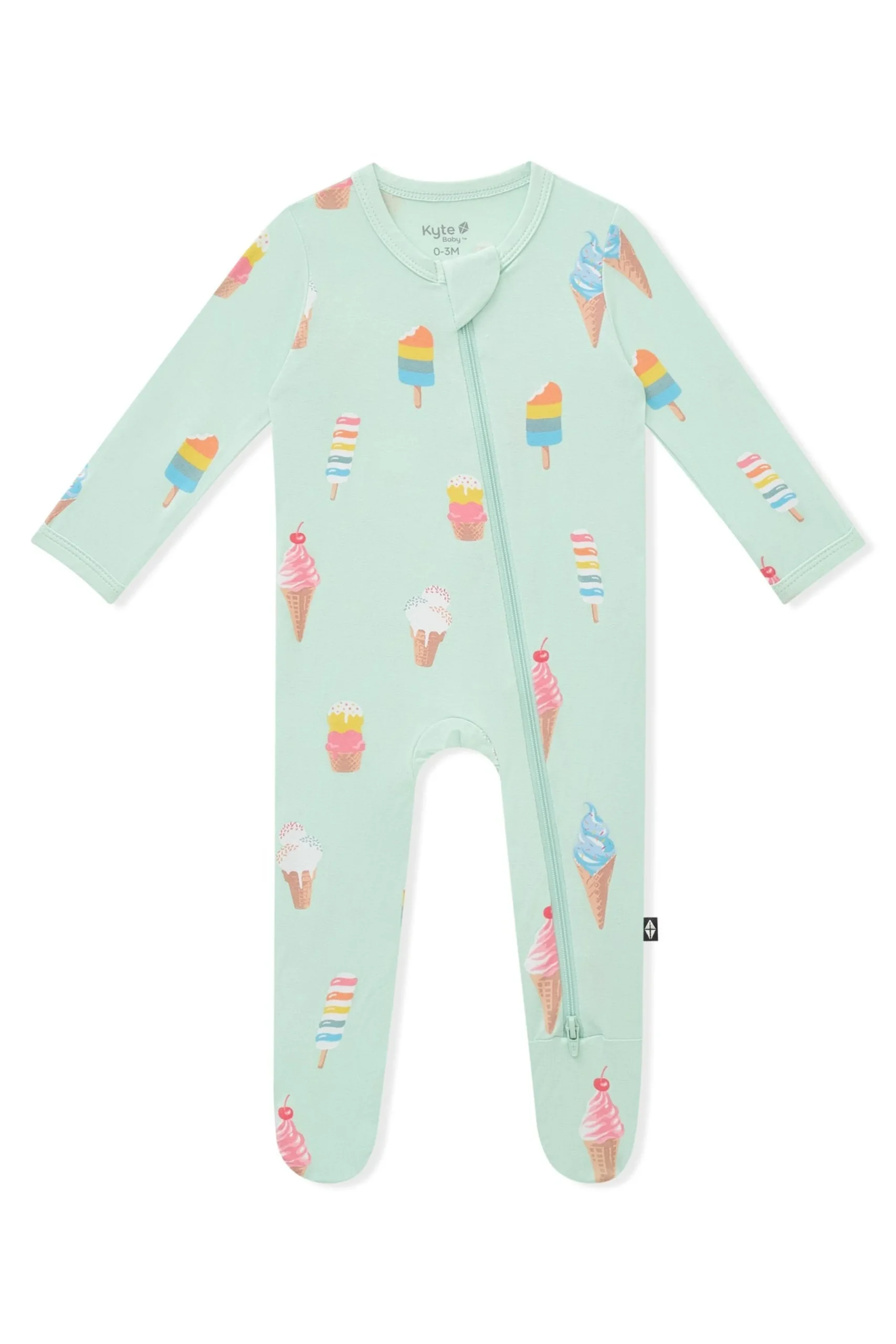 Zippered Footie in Mint Ice Cream