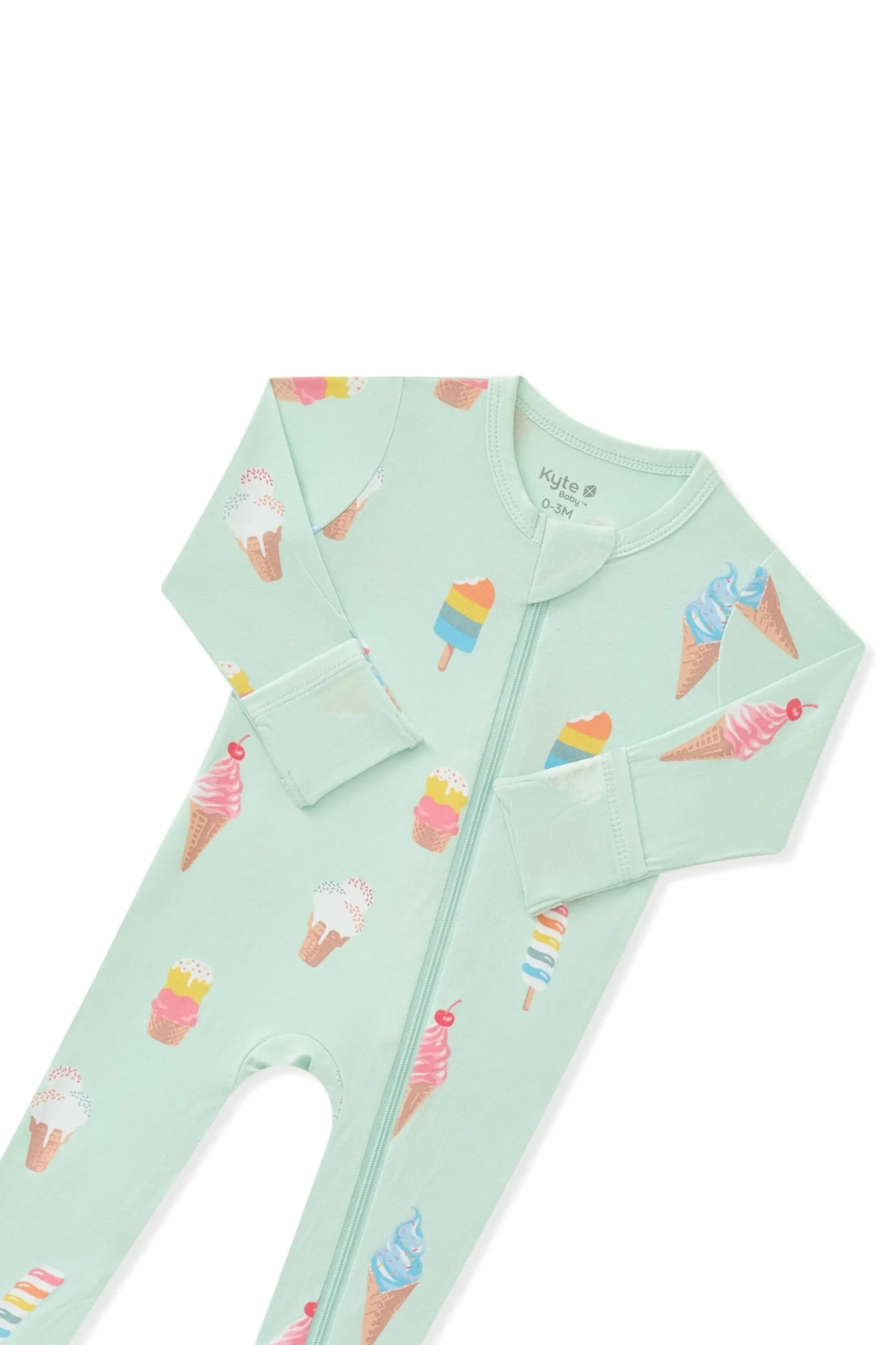 Zippered Footie in Mint Ice Cream