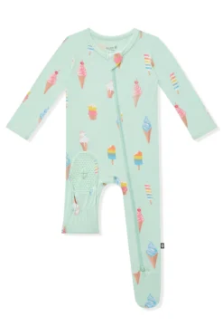 Zippered Footie in Mint Ice Cream