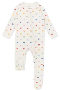 Zippered Footie in Pastel Mickey Mouse