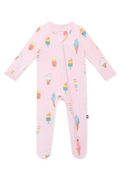 Zippered Footie in Sakura Ice Cream