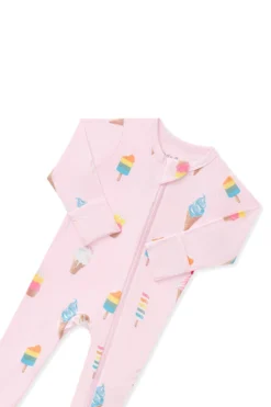 Zippered Footie in Sakura Ice Cream