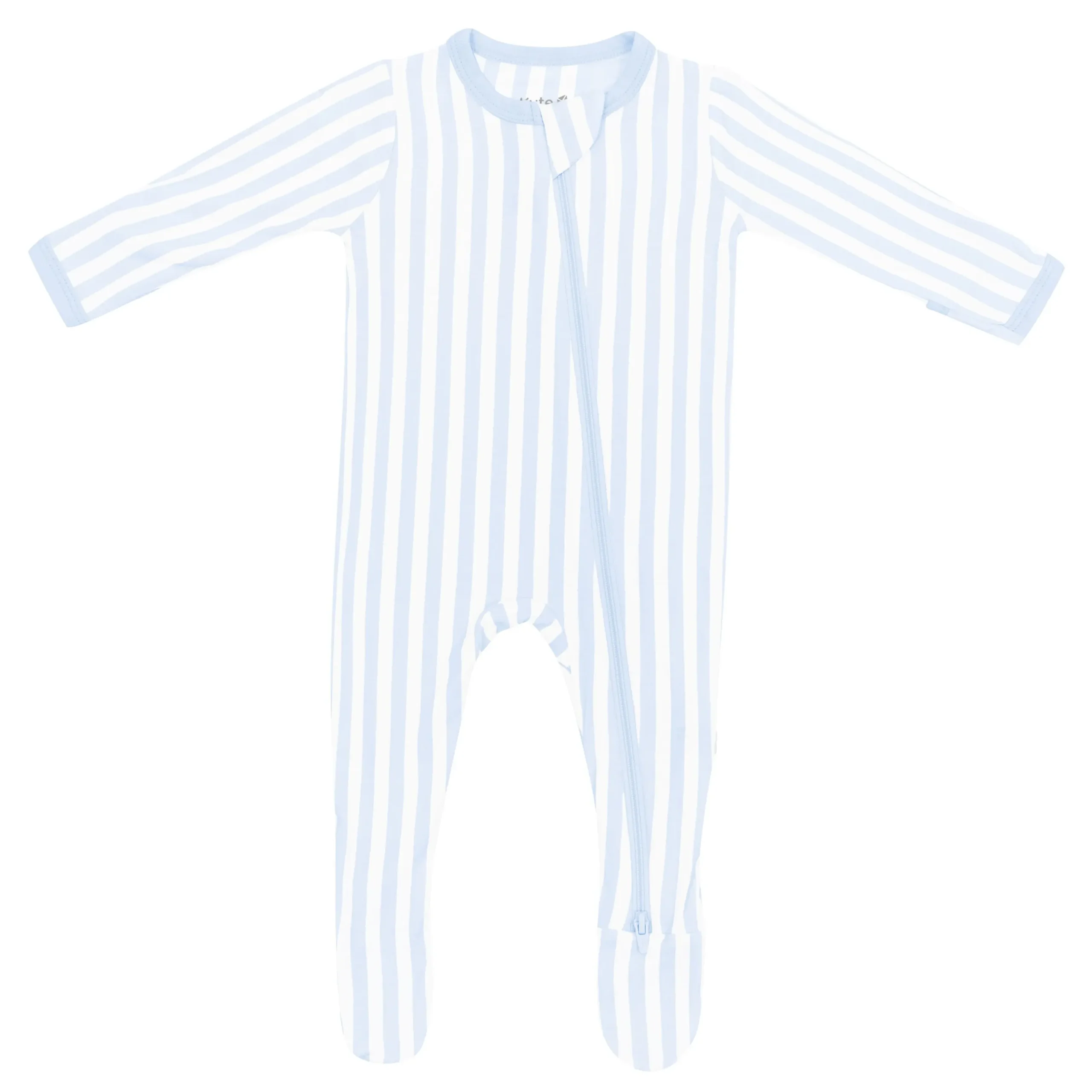 Zippered Footie in Small Mist Stripe