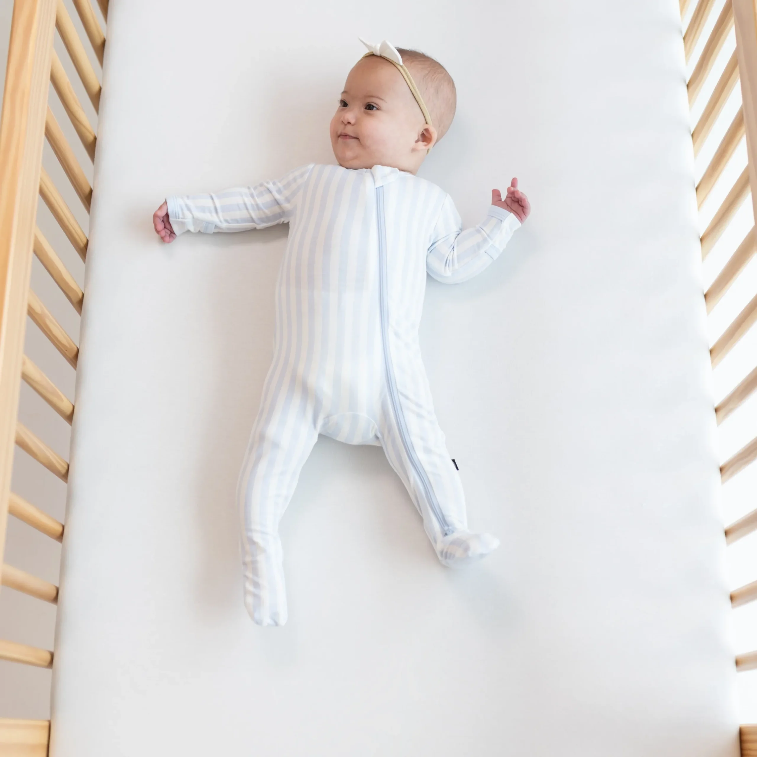 Zippered Footie in Small Mist Stripe