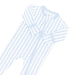 Zippered Footie in Small Mist Stripe