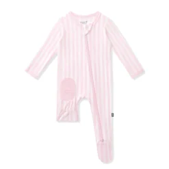 Zippered Footie in Small Sakura Stripe
