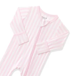 Zippered Footie in Small Sakura Stripe