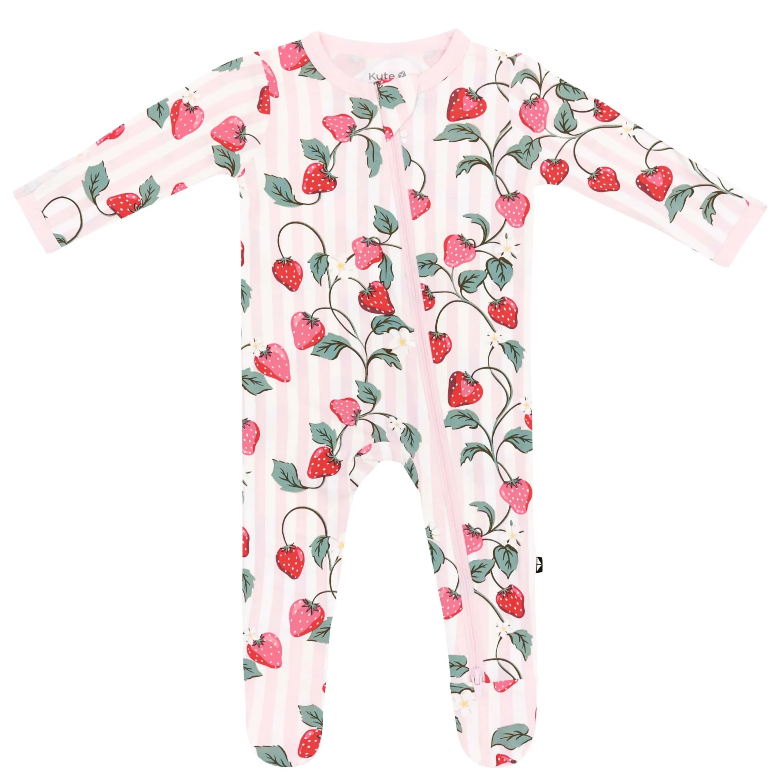 Zippered Footie in Strawberry Fields