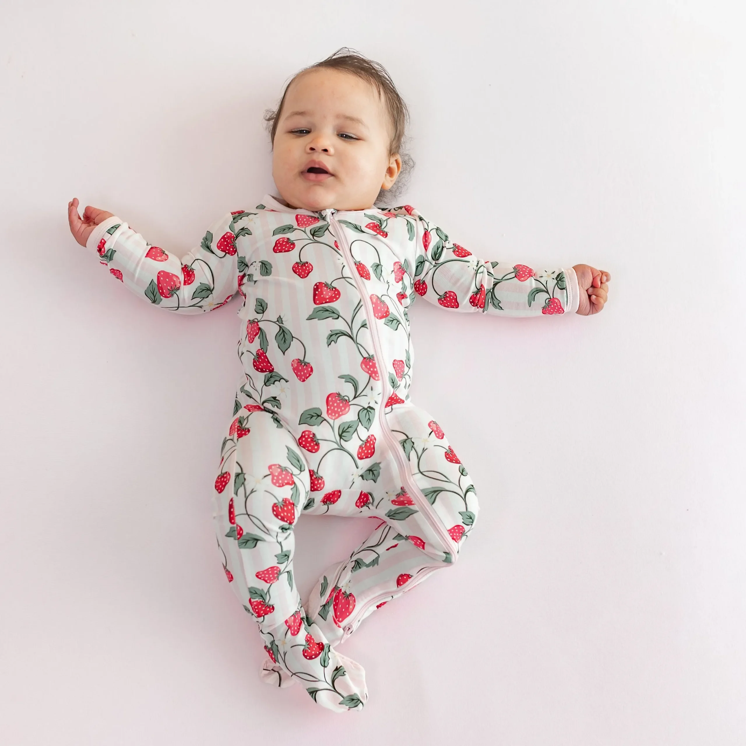 Zippered Footie in Strawberry Fields