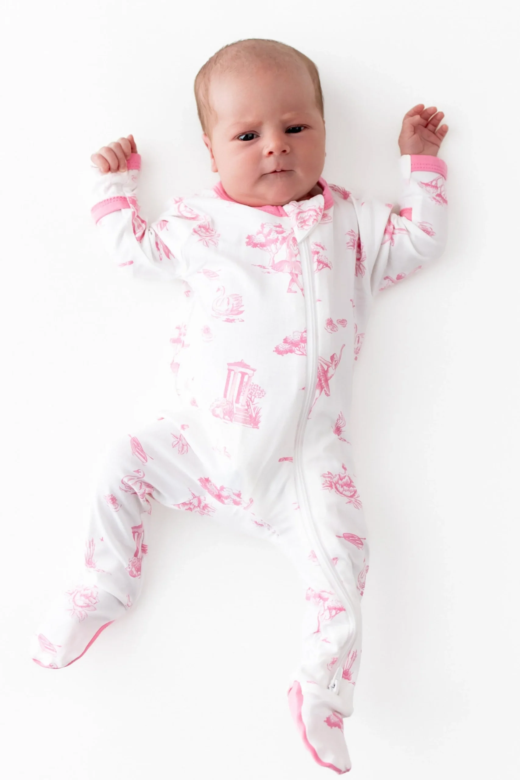 Zippered Footie in Toile Ballet