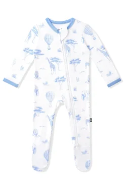 Zippered Footie in Toile Safari