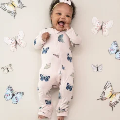 Zippered Romper in Blush Butterfly